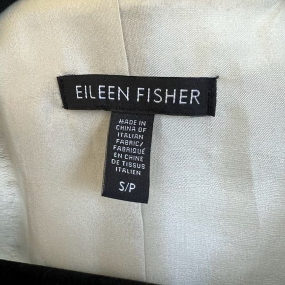 Eileen Fisher Gray & Silver Metallic 3/4 Sleeve Open Front Blazer Jacket Small - Picture 3 of 5
